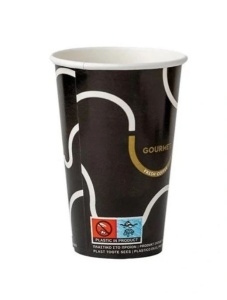 Set 50 pahare carton pentru bauturi calde, cafea, ceai, vin fiert, targuri, 350ml, 12oz, d80mm, model Gourmet negru - Img 2