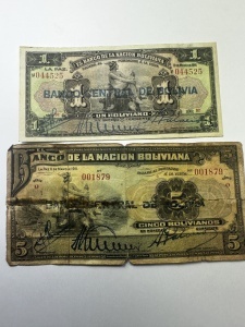 Set Bancnote - Bolivia - 1/5 Bolivianos 1911