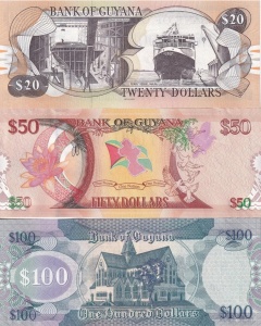 Set Bancnote - Guyana - 20/50/100 Dollars 2016-2022 - Img 2
