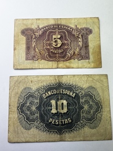 Set Bancnote - Spania - 5/10 Pesetas 1935 - Certificado de Plata - Img 2