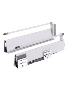 Set laterale sertar cu amortizare , tuburi glisare si laterale metalice, gri, 550 mm, inaltime 86-164 mm, F.F. Group