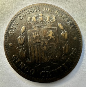 SPANIA - ALFONSO XII - 5 CENTIMOS 1878 - Img 2