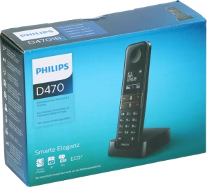 Telefon fix fara fir, ecran LCD 1.8", 50 contacte, melodii polifonice, docking station, Philips D470