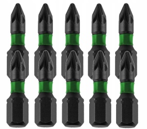 10 darabos bit készlet 1/4'', PZ2, 25mm, műanyag szállító doboz, acél S2, Dedra