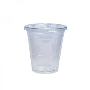 100 darabos műanyag pohár készlet + lapos fedél lyukkal, 97mm, 300ml