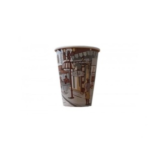 100 darabos papírpohár készlet kávéhoz, forralt borhoz, 14oz, city life, 400ml, d90
