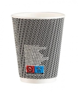 500 darabos duplafalú papírpohár készlet kávéhoz, teához, 235ml, 8oz, fekete rácsos modell - Img 2