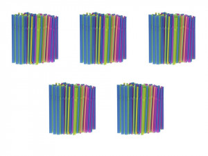 5000 db műanyag szívószál készlet rövid, rugalmas fújtatóval, XL csomag, 240x5mm, többszínű, ideális éttermekbe, teraszokra.
