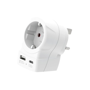 Adaptor de călătorie SKROSS, „Europe to UK”, USB-C USB-A (20 W PD, încărcare rapidă, alb)