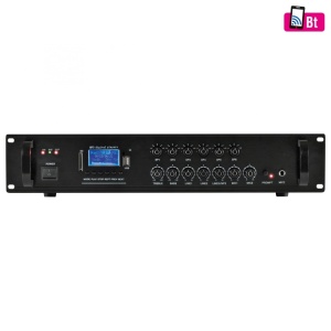 Amplificator audio/ mixer 120W, 6 canale, bluetooth, cad SA, USB, Public Address, ideal pentru spatii comerciale, sonorizare stradala, SAL