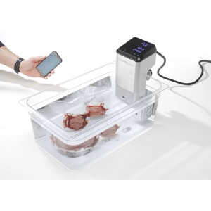 Aparat Sous-Vide Plus IPX7, capacitate pana la 80L, 2200 KW, optiune conectare Wi-Fi la aplicatie Android sau IOS cu 600 retete preincarcate, temperatura de la 5°C la 99°C, pas de 0.07°C, display digital cu ecran tactil de 4 inch, 130x145x(H)330 mm - Img 2