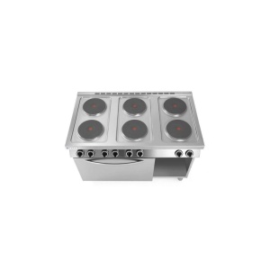Aragaz electric Hendi Kitchen Line cu 6 plite si cuptor convectie 18.6W GN1/1, Inox, 1200x700x (H) 900 mm - Img 2