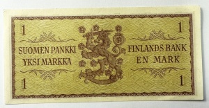 Bancnota Finlanda - 1 Markka 1963 - Img 2