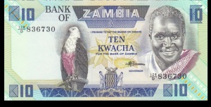 Bancnota - Zambia 10 Kwacha, 1986-1988
