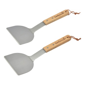 Barbecook BC-ACC-7123, flipper pentru grătar din oțel inoxidabil, 2 buc, mâner din lemn, 100% FSC, 31cm - Img 1