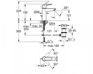Baterie lavoar monocomandă GROHE Start 2021, model 23575002 crom - Img 2