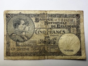 Belgia - 5 Francs 1919 - Img 3