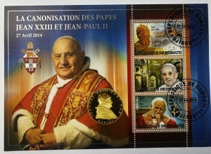 Bloc filatelic – Canonizarea Papei Ioan al XXIII-lea și Ioan Paul al II-lea -Republica Djibouti, 2014