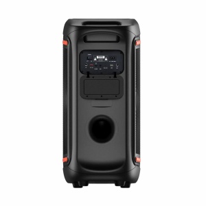 Boxă Activă de Petrecere Denver BPS-370, 100W RMS, Două Woofer-e 6.5", Bluetooth 5.3, Karaoke, Microfon Wireless Inclus, Lumini LED RGB, TWS, IPX4, Roți și Mâner, Neagra - Img 3
