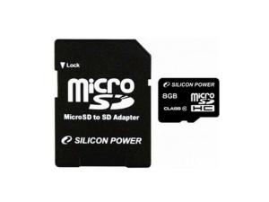 Card memorie Silicon Power memory card Micro SDHC 8GB Class 10 +Adapter "SP008GBSTH010V10SP"