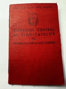 Carnet de membru al Consiliului Central al Sindicatelor din Republica Populară Romînă (RPR)