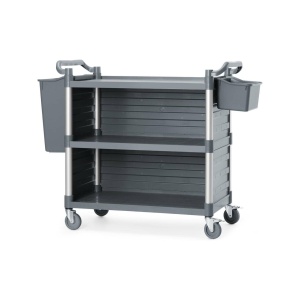Cărucior de serviciu cu panouri laterale, 3 rafturi, 1010x500x(h)960 mm AmerBox - Img 2