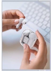 Casti Wireless Stereo, Bluetooth, ALB, afisaj LED, incarcare cu docking case, T'nB - Img 4