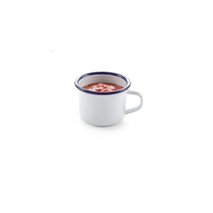 Ceasca emailata 120 ml, 70x(H)50 mm, model traditional alb / albastru, Hendi - Img 2