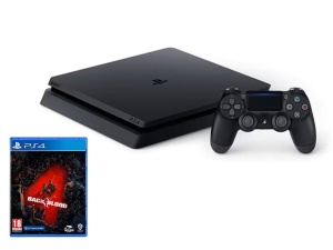 Consola jocuri Sony Playstation 4 slim, + 1 controller NEGRU, model CUH-2116A, HDD 500Gb + joc Black4Blood, second hand
