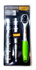 Csövezési készlet , 11 db , 8 x cső , 1 x hosszabbítócső 12,5 cm , 1 x racsni , tasak , Niteo Tools - Img 2