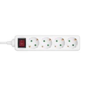 Cu comutator de distribuție cu 4 prize, cablu de 1,5 m, alb, cu blocare pentru copii, Q-LINK - Img 1