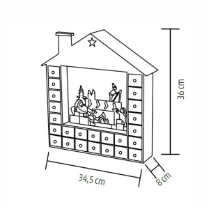 Diorama Craciun calendar advent din lemn cu 24 sertare mici, iluminare led - Img 3