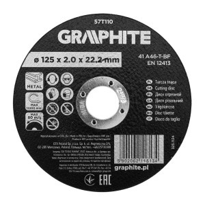 Disc de taiere, corindon, pentru metal 125 x 2.0 x 22.2 mm, 41 A46-T-BF