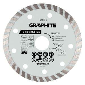 Disc de taiere diamantat Turbo, 115 x 22.22 mm, taiere uscata