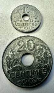 FRANTA - REGIMUL DE LA VICHY - 10/20 CENTIMES( 1942-1943 )