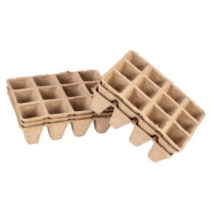 Ghivece mici de turba (3x4 gauri) 16 x 12 x 4,5 cm, 5 unitati