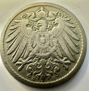 IMPERIUL GERMAN - WILHELM II - 5 PFENNING 1899 - Img 2