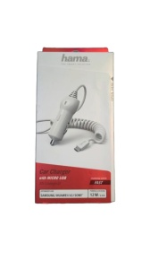 Incarcator auto profesional cu cablu spiralat incorporat USB micro, ideal gps, camera auto, telefon, 12/24V, 12W, Hama - Img 4