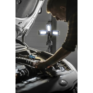 Lampa LED multifunctionala pentru santier, service auto, lumina 360 grade, 4500lumeni, acumulator inclus, trepied, 2 setari de culoare, 3 setari intensitate, Dedra - Img 3
