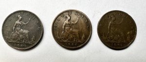 Lot x 3 Monede Regatul Unit - Victoria - Farthing 1883/1884/1885 - Img 2