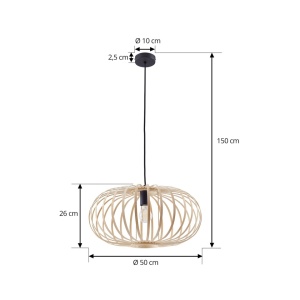 Lustra PREMIUM, bambus natural, diametru 50cm, soclu E27, LINDBY - Img 7