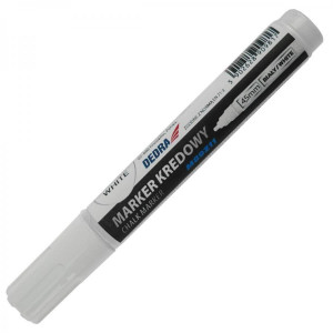 Marker fehér krétával, filctollak fára, műanyagra, üvegre, vízbázisú, hegye 4,5 mm, Dedra