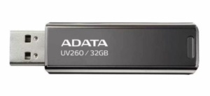 MEMORIE USB 2.0 ADATA 32 GB, USB 2.0, retractabila, carcasa metalica, negru, "AUV260-32G-RBK"