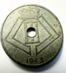 Moneda Belgia - Ocupatie Germana - Leopold III - 25 Centimes 1943 - Img 2