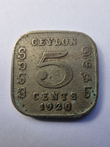 Moneda Coloniala - 5 Cents 1920 - Ceylon – Colonie Britanică - George V