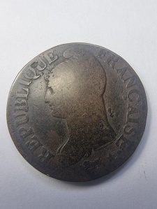 Moneda Franta - Prima Republica - 5 Centimes 1799 ( Anul 8 )