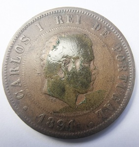 Moneda Portugalia - Carlos I - 20 Reis 1891