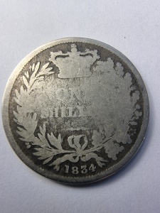 Moneda - Shilling britanic din argint 0.925 – 1834 – William IV - Img 2