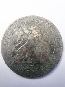 Moneda Spania - Guvern Provizoriu - 5 Centimos 1870 - Img 2