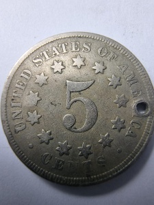 Moneda USA - 5 Cents – Shield 1867 ( gaurita ) - Img 2